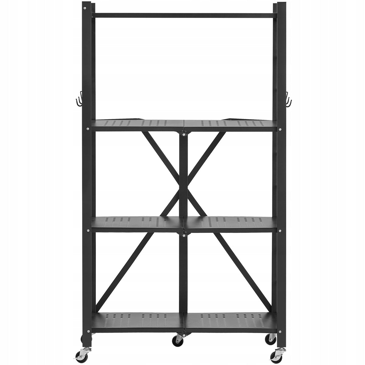 VEVOR FOLDABLE 4-TIER SHELVING UNIT WITH WHEELS 33X66X117CM STRONG AND MOBILE