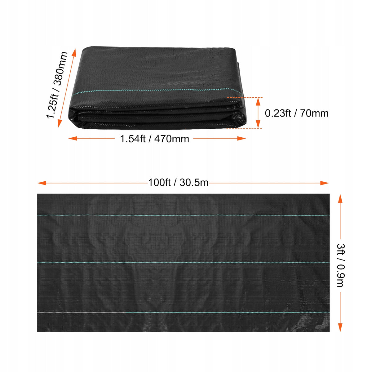 VEVOR WEED BARRIER FABRIC 108GSM 3X100FT HEAVY DUTY GARDEN