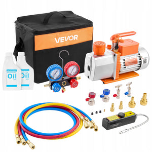 VEVOR 7 CFM 198 L MIN TWO-STAGE VACUUM PUMP WITH GAUGE AND KIT