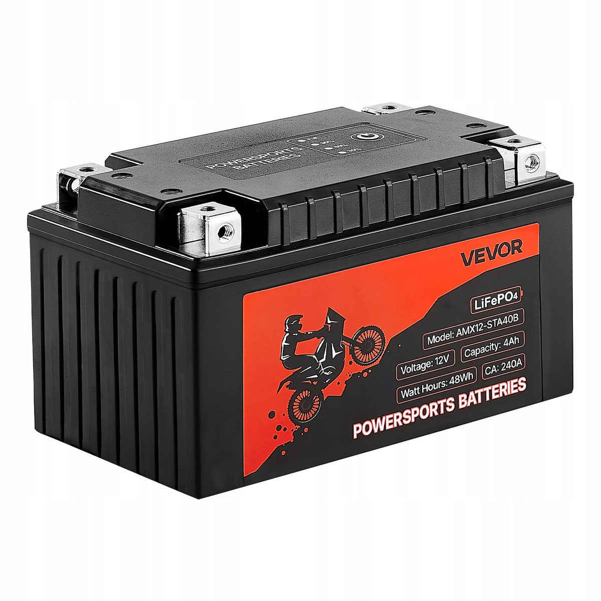 VEVOR 12V 4Ah Lithium Iron Phosphate Motorcycle Battery Powerful