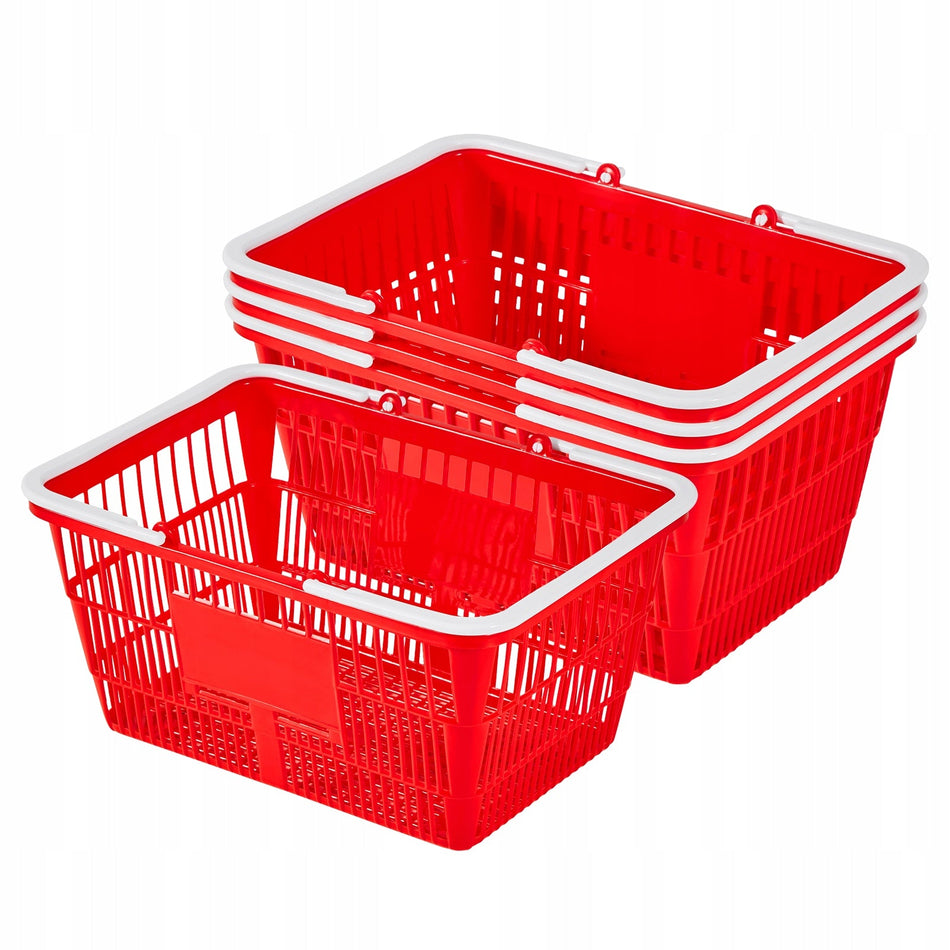 PROFESSIONAL SET OF 4 VEVOR 21L PLASTIC PE SHOPPING BASKETS