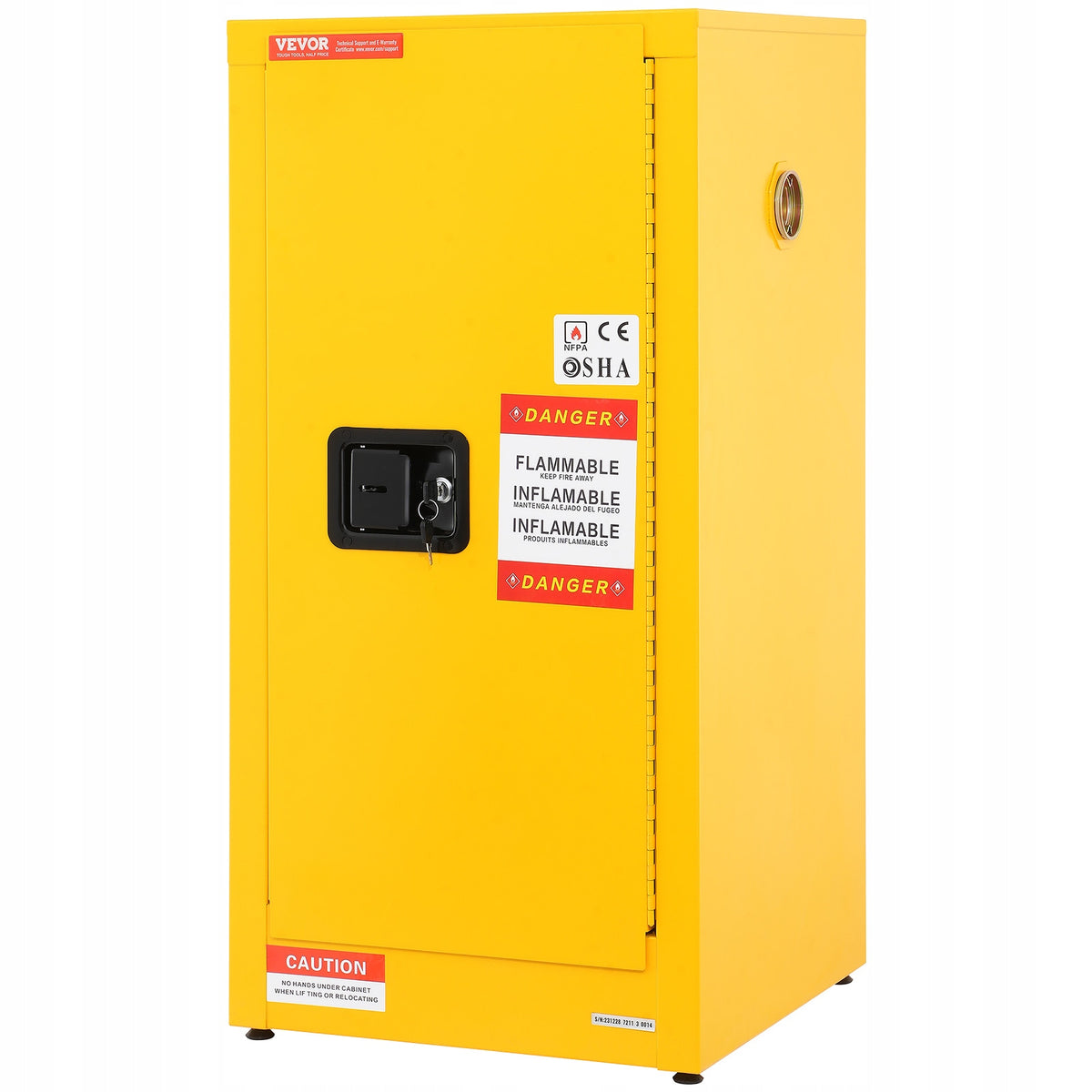 VEVOR 16-GALLON FLAMMABLE LIQUID SAFETY CABINET 460X460X900MM