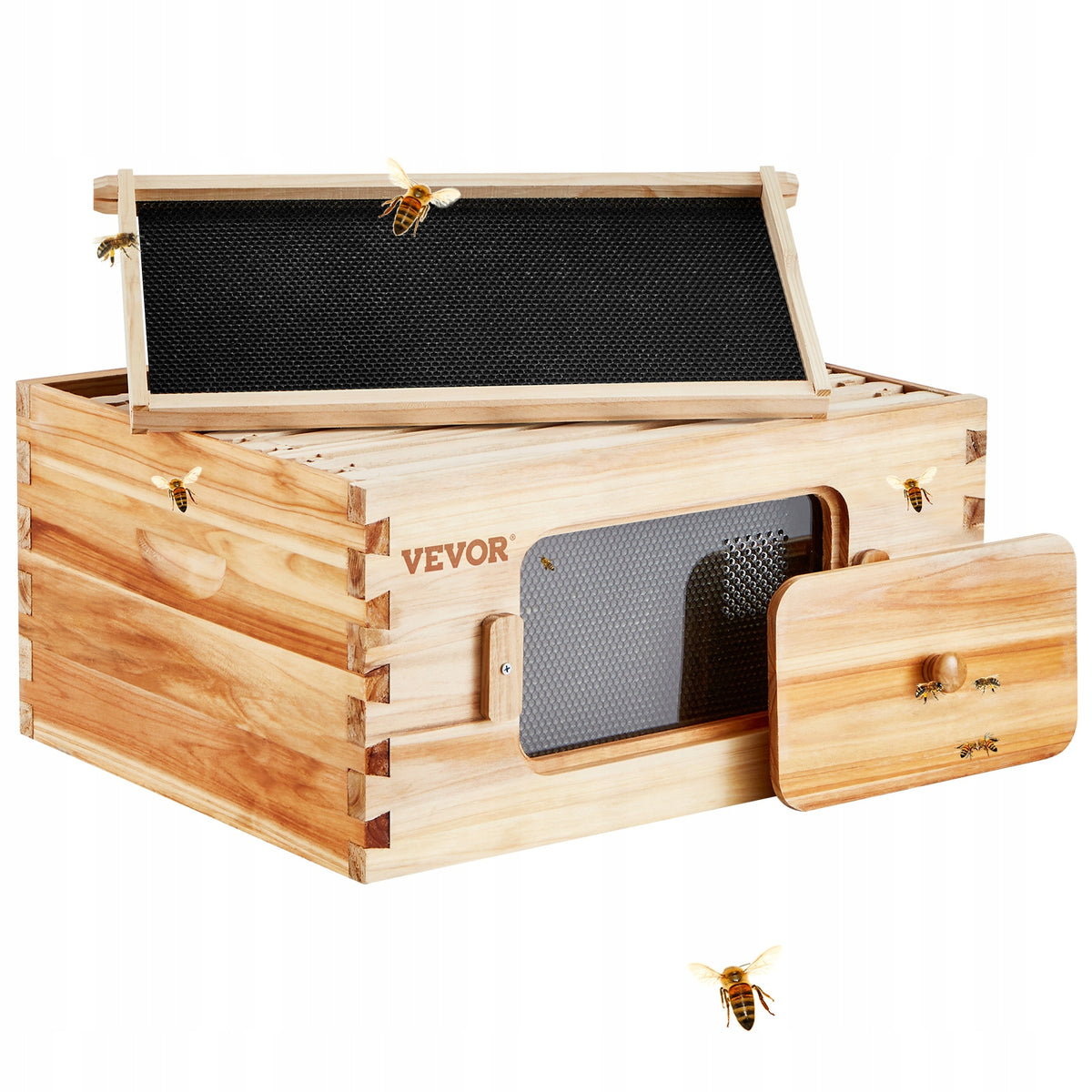 VEVOR BEEHIVE STARTER KIT WITH DEEP BOX 100 NATURAL FIR WOOD