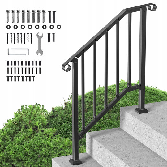 VEVOR 2-3 STEP OUTDOOR STAIR RAILING HEAVY-DUTY STEEL KIT
