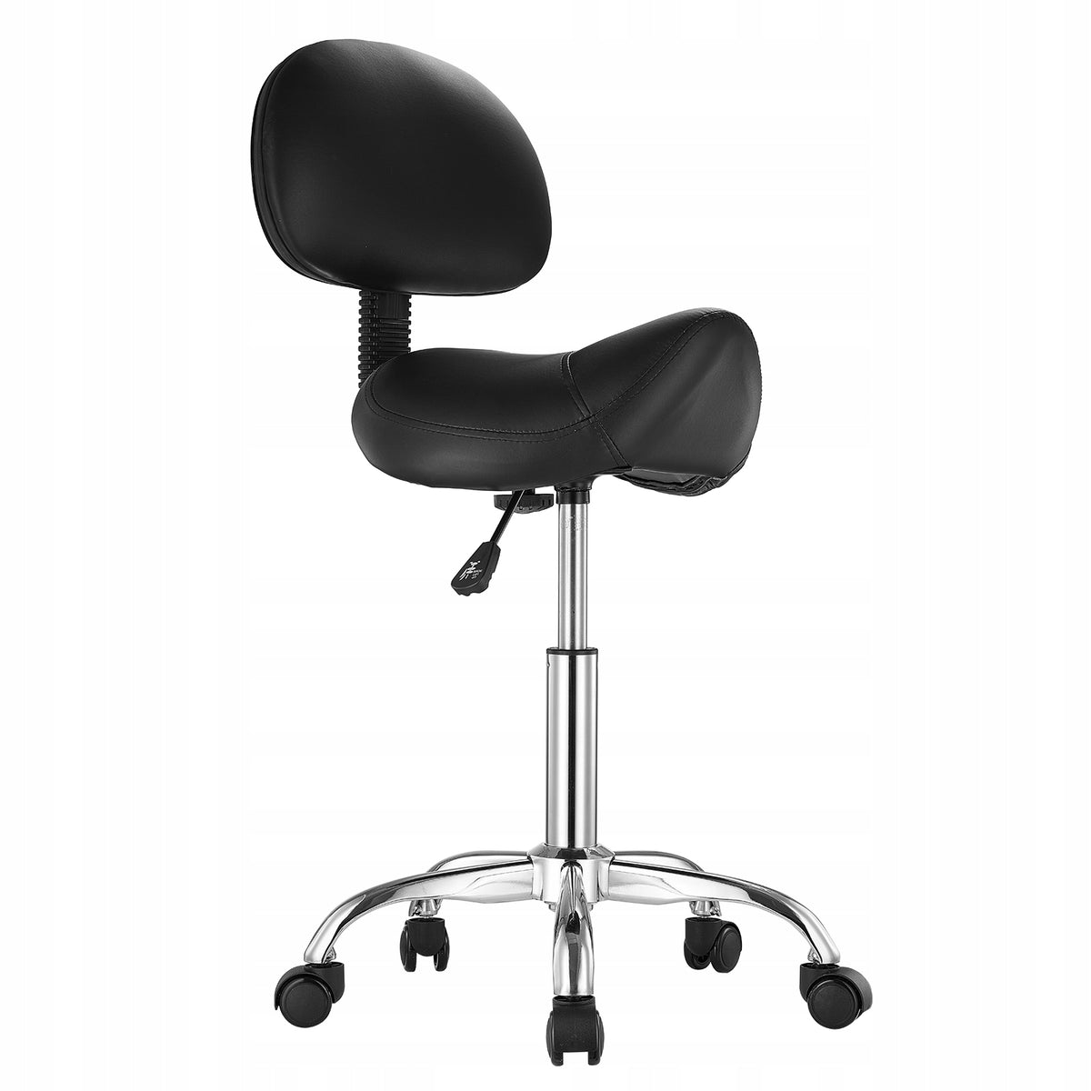 VEVOR SADDLE SWIVEL STOOL WITH BACKREST HEIGHT ADJUSTABLE 204 KG CAPACITY