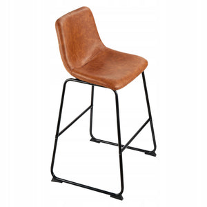 SET OF 4 VEVOR 945 MM BROWN PU LEATHER BAR STOOLS STRONG SOLID