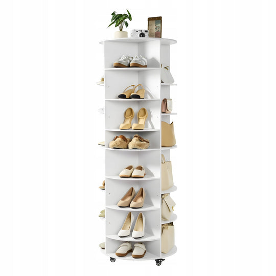 PROFESSIONAL VEVOR SHOE RACK 28 PAIRS 7 TIERS 360 ROTATING WHITE