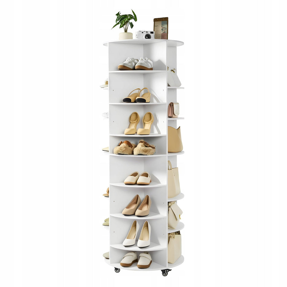 PROFESSIONAL VEVOR SHOE RACK 28 PAIRS 7 TIERS 360 ROTATING WHITE