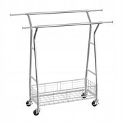 VEVOR CLOTHES RACK ON WHEELS 2 BARS BASKET ADJUSTABLE STRONG