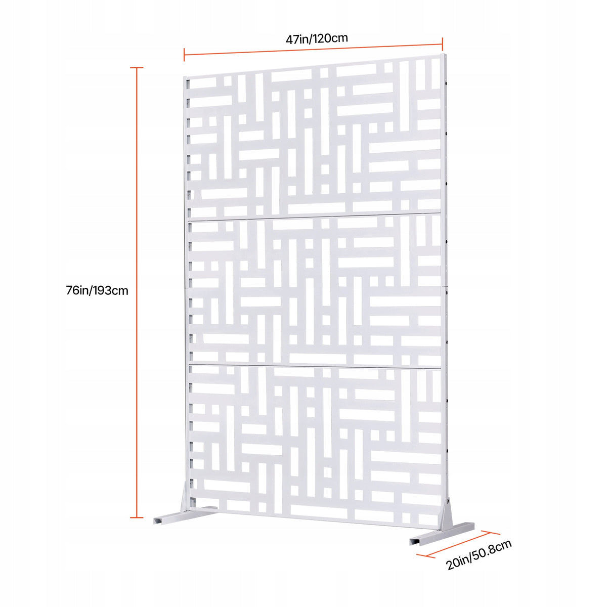 VEVOR SCREEN 120X50.8X193 CM FREESTANDING METAL ROOM DIVIDER WHITE