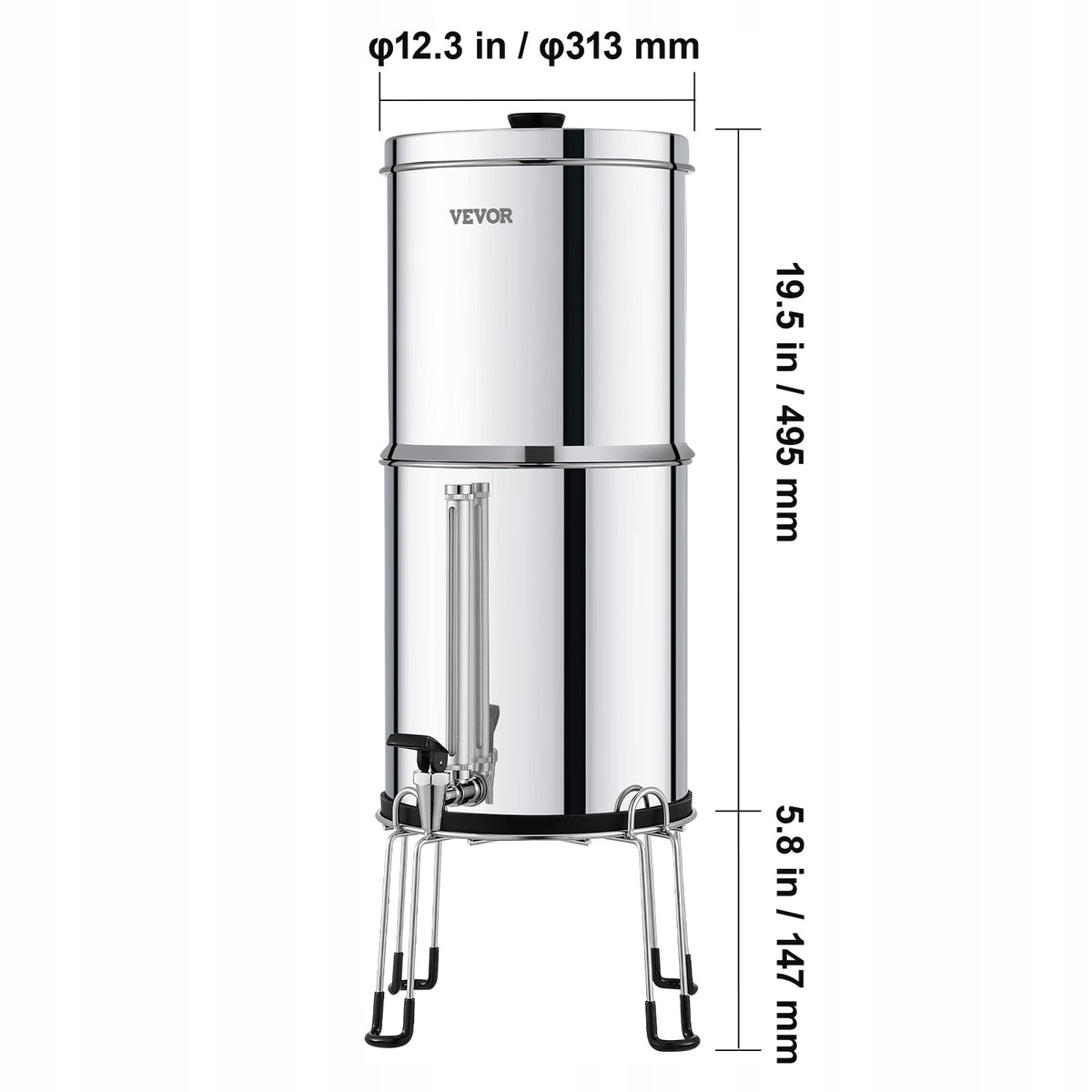 VEVOR GRAVITY WATER FILTRATION SYSTEM STAINLESS STEEL COUNTERTOP 7L 7.5L PREMIUM