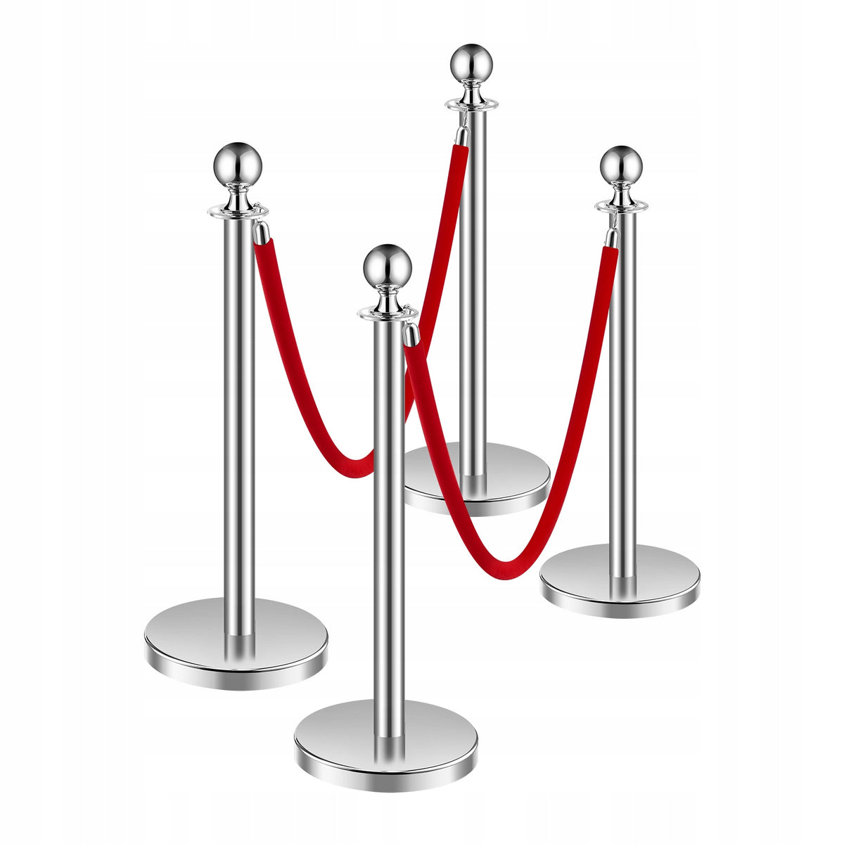 VEVOR 4-Piece Crowd Control Barrier with 2 Red Velvet Ropes
