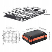 VEVOR HEAVY-DUTY ROOF BASKET 1625X990X105MM WITH WATERPROOF BAG AND NET