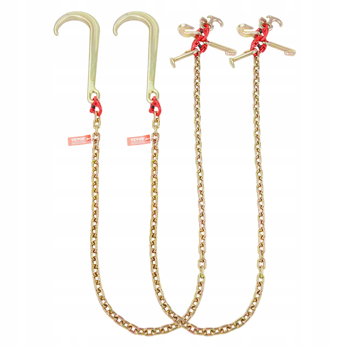 VEVOR TOW CHAIN J-HOOK G80 5/16 INCH 6 FEET 2 PCS GALVANIZED