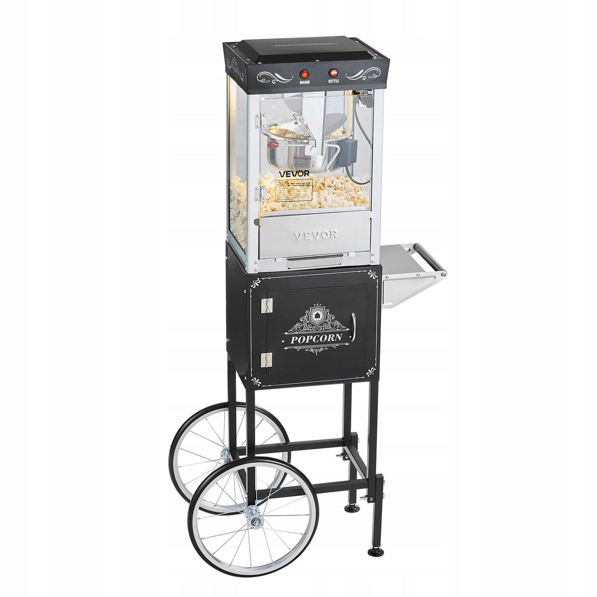 VEVOR 8 OZ 800W PROFESSIONAL POPCORN MACHINE WITH CART BLACK