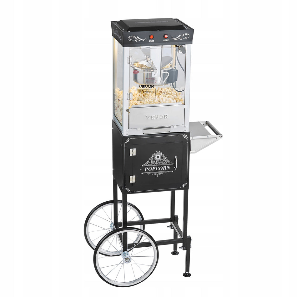 VEVOR 8 OZ 800W PROFESSIONAL POPCORN MACHINE WITH CART BLACK