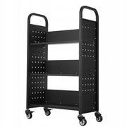 VEVOR LIBRARY CART 150 KG 3-TIER ROBUST ON WHEELS 77X38X122 CM
