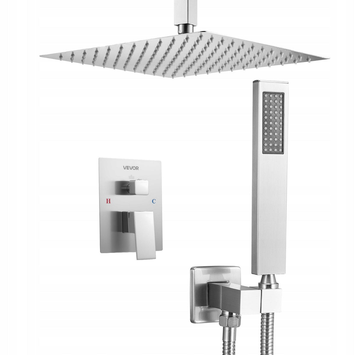VEVOR PROFESSIONAL SHOWER FAUCET WITH 12-INCH SQUARE RAINFALL SHOWER HEAD