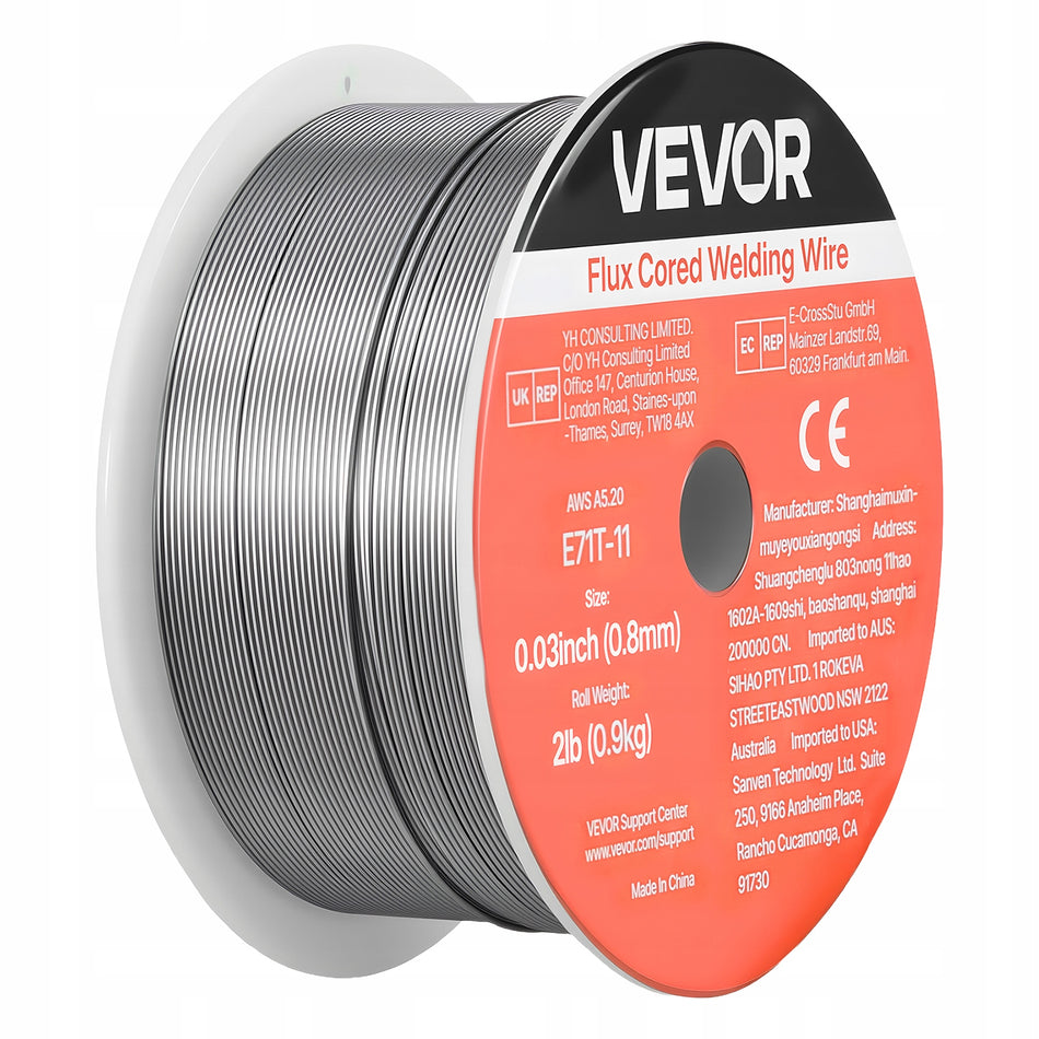 VEVOR 0.8MM E71T-11 FLUX CORED WIRE FOR GASLESS MIG WELDING 0.9KG