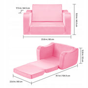 VEVOR 2-in-1 Premium Children's Sofa with 28D Sponge, Short Plush, Pink