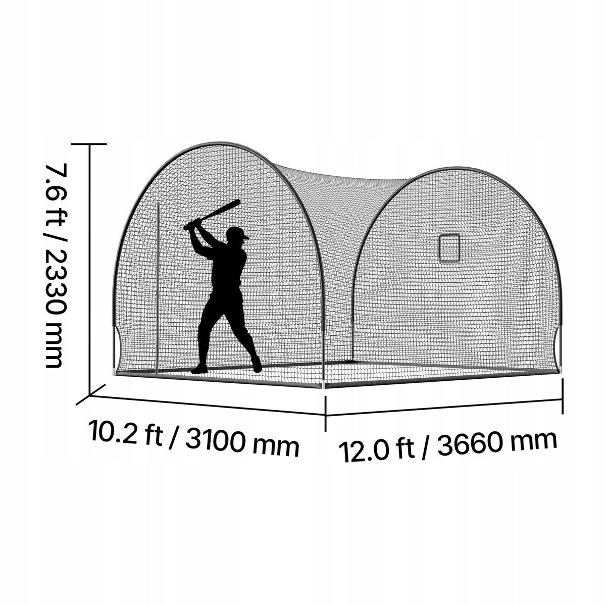 VEVOR 366X310X233 CM PROFESSIONAL HEAVY-DUTY BASEBALL BATTING CAGE NET