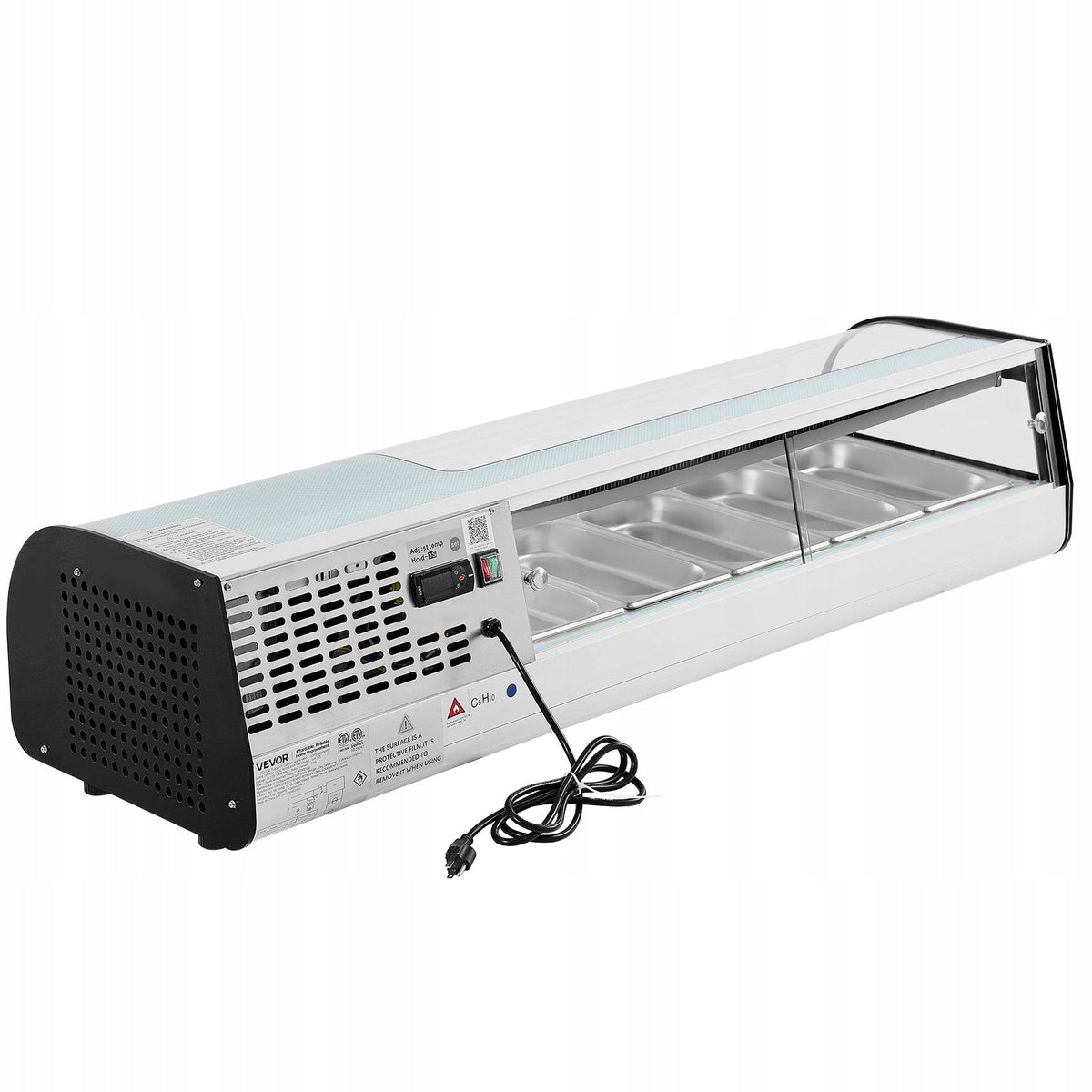 VEVOR 52 l refrigerated sushi display case, 5 pans