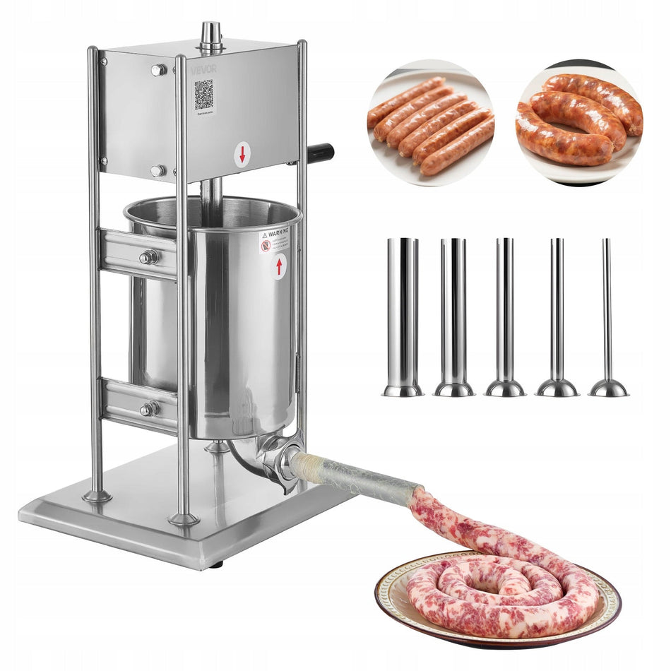 VEVOR MANUAL SAUSAGE STUFFER 10L VERTICAL STAINLESS STEEL MACHINE