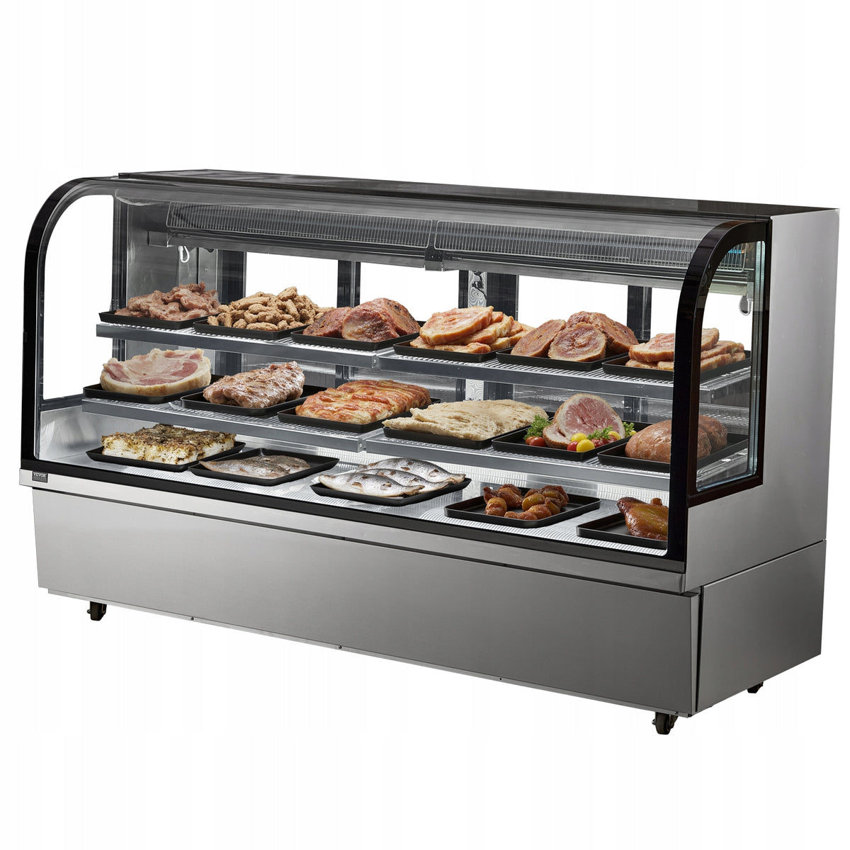 VEVOR 901L 4-TIER COMMERCIAL REFRIGERATED DISPLAY CASE WITH LED LIGHTING, HEAVY DUTY STEEL