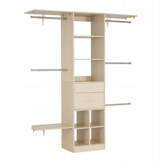 VEVOR WOODEN CLOTHES RACK WITH 2 DRAWERS ADJUSTABLE ORGANIZER