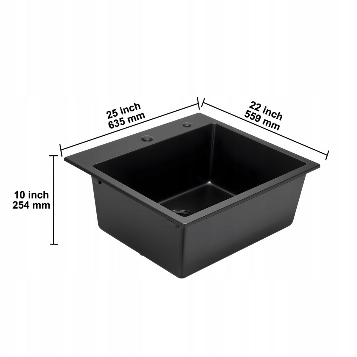 VEVOR GRANITE KITCHEN SINK 635X559X254 MM BLACK COUNTERTOP MOUNT STURDY