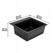 VEVOR GRANITE KITCHEN SINK 635X559X254 MM BLACK COUNTERTOP MOUNT STURDY