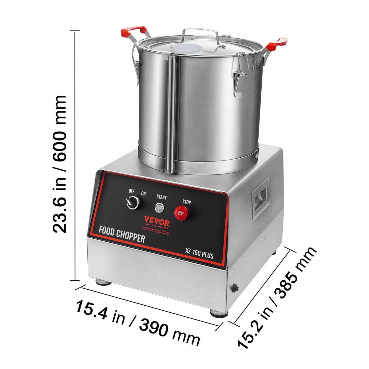 VEVOR ELECTRIC VEGETABLE SLICER 1400W 17.62L STAINLESS STEEL