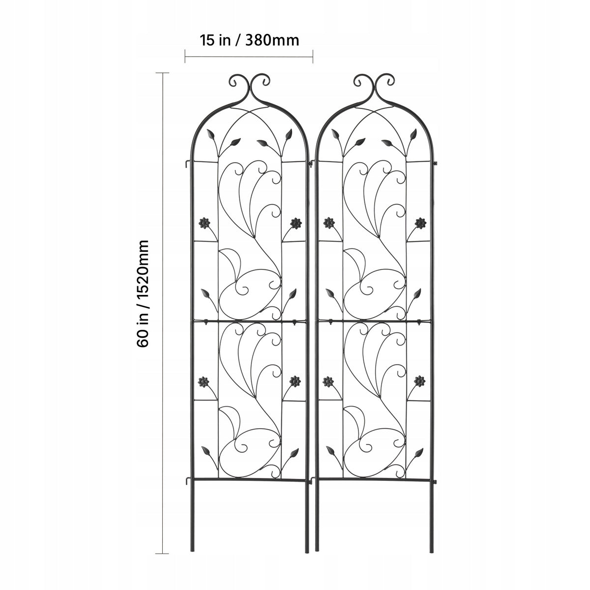 VEVOR SET OF 2 RUSTPROOF METAL TRELLISES 38X152 CM FOR PLANTS
