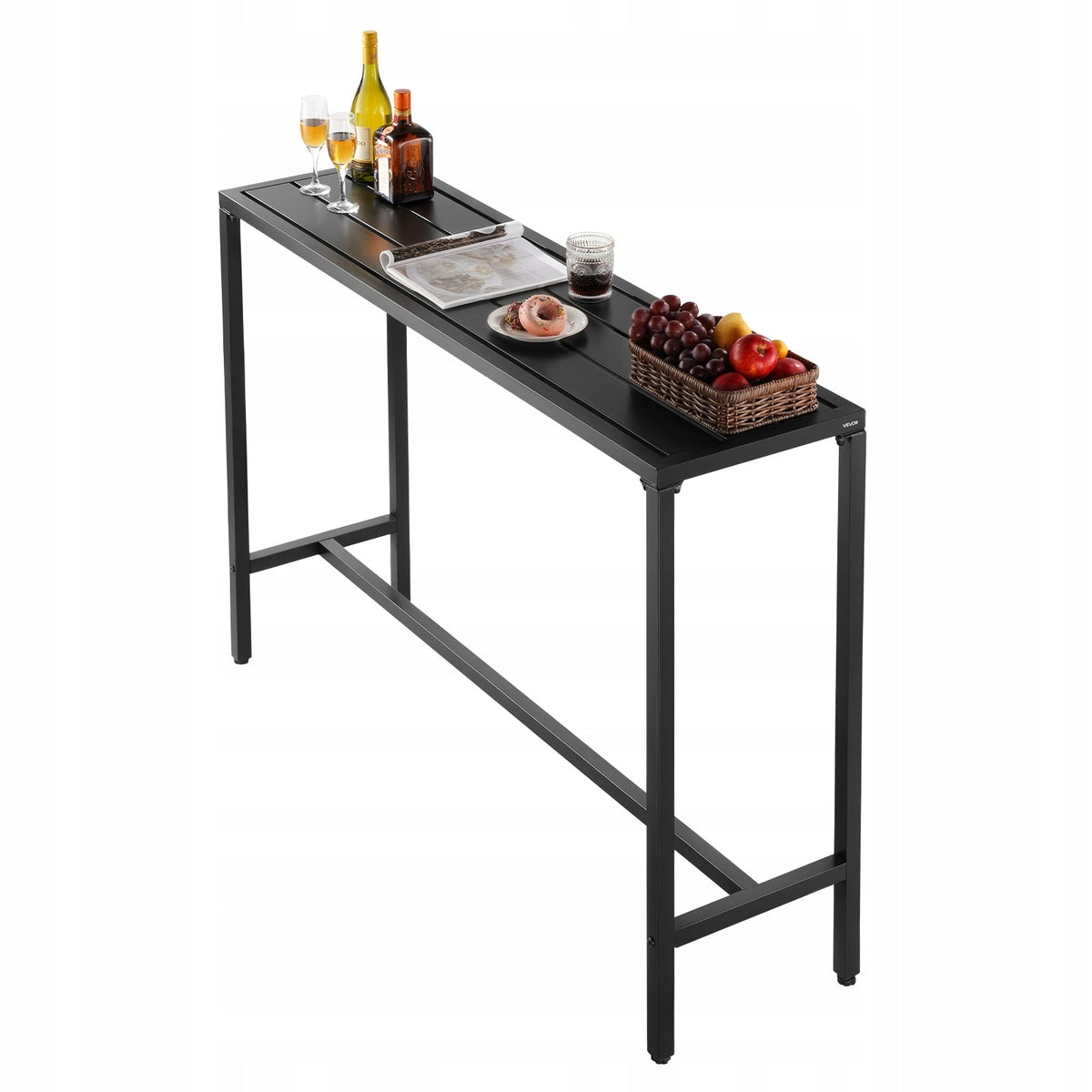 VEVOR BAR TABLE 140X37.5 CM BLACK SOLID TALL BISTRO TABLE FOR PATIO