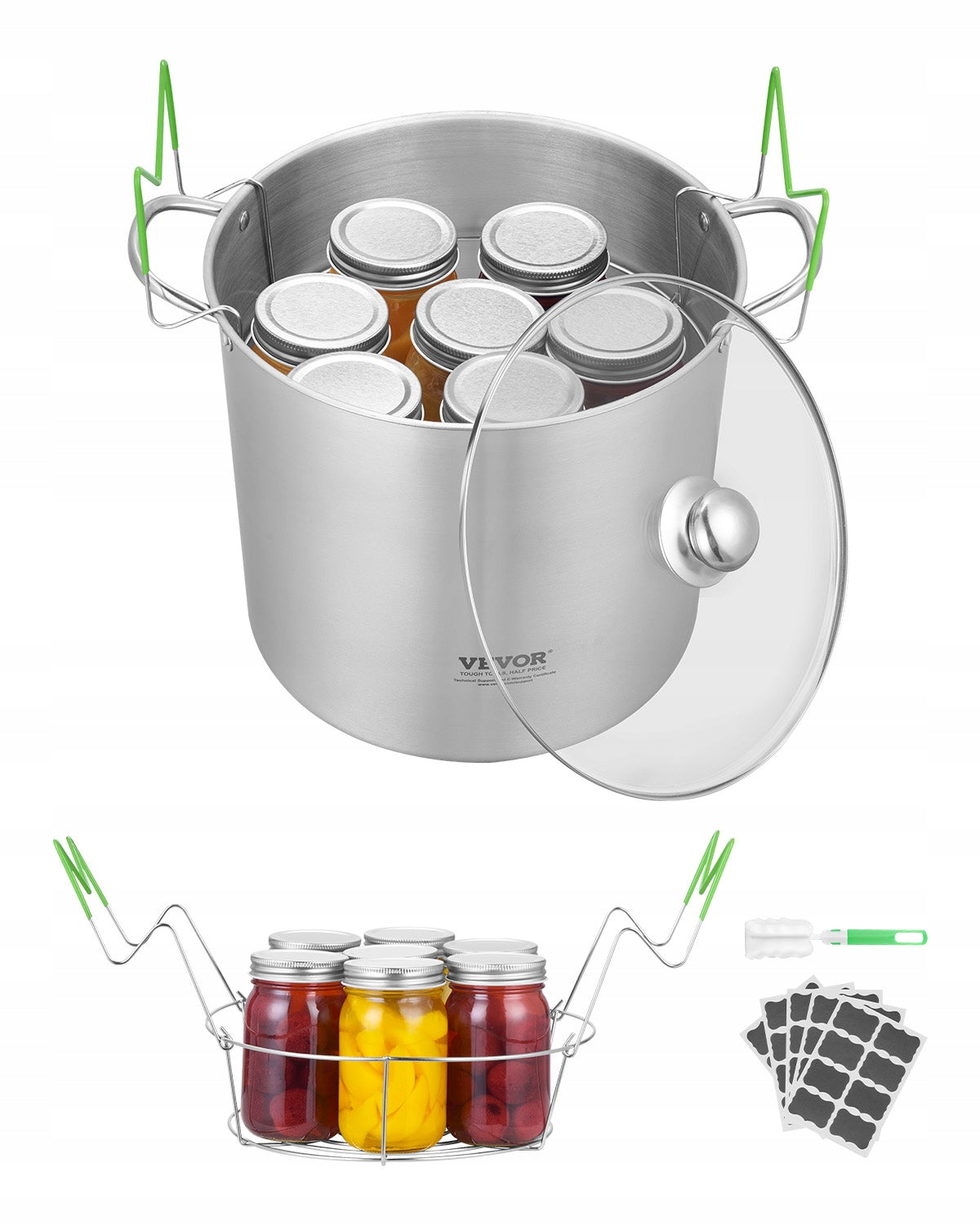 VEVOR 19.86L CANNING POT STAINLESS STEEL WITH RACK AND LID ROBUST
