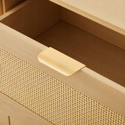 SOLID RATTAN DRESSER VEVOR 6 DRAWERS METAL HANDLES LEGS NATURAL