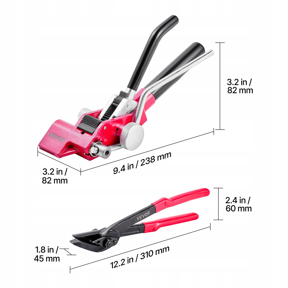 VEVOR STEEL STRAPPING KIT 4 PIECES TENSIONER CRIMPER STRONG