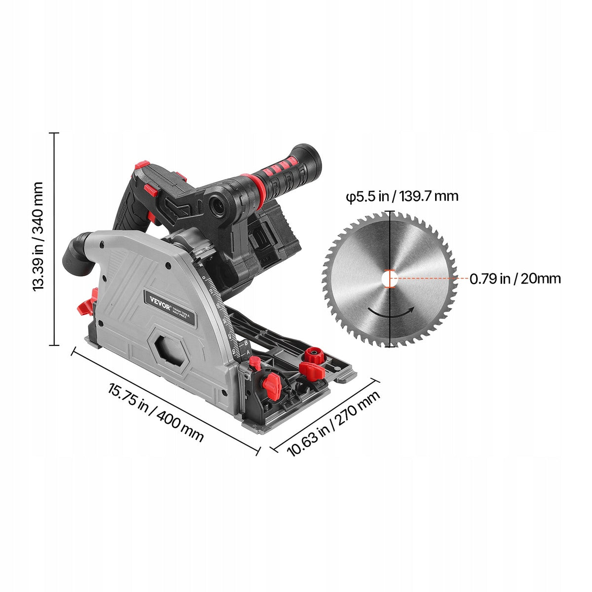 VEVOR 139.5MM BRUSHLESS CORDLESS CIRCULAR SAW 6-SPEED POWERFUL