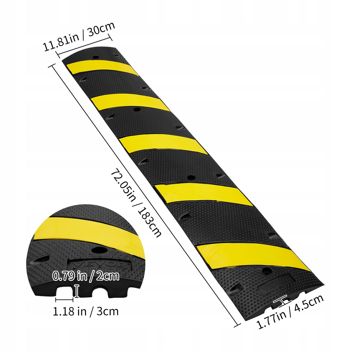 VEVOR PROFESSIONAL 2-CHANNEL CABLE PROTECTOR RAMP HEAVY DUTY RUBBER