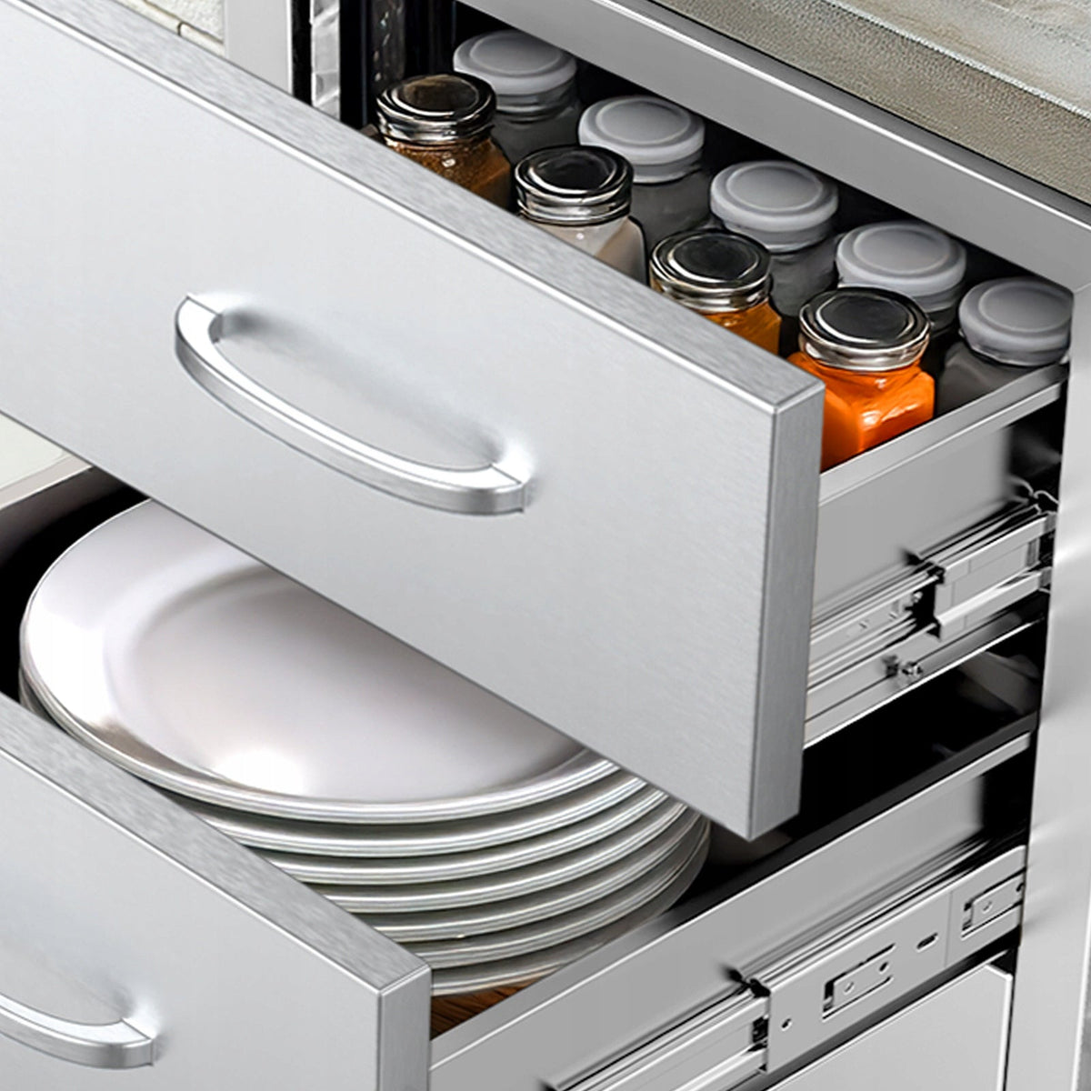 VEVOR PROFESSIONAL STAINLESS STEEL KITCHEN CABINET 3 DRAWERS