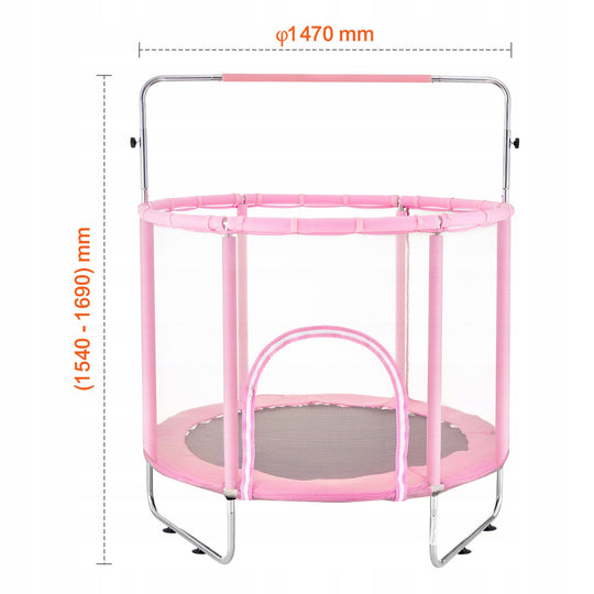 VEVOR 147 CM MINI KIDS TRAMPOLINE WITH NET AND BASKETBALL HOOP ADJUSTABLE