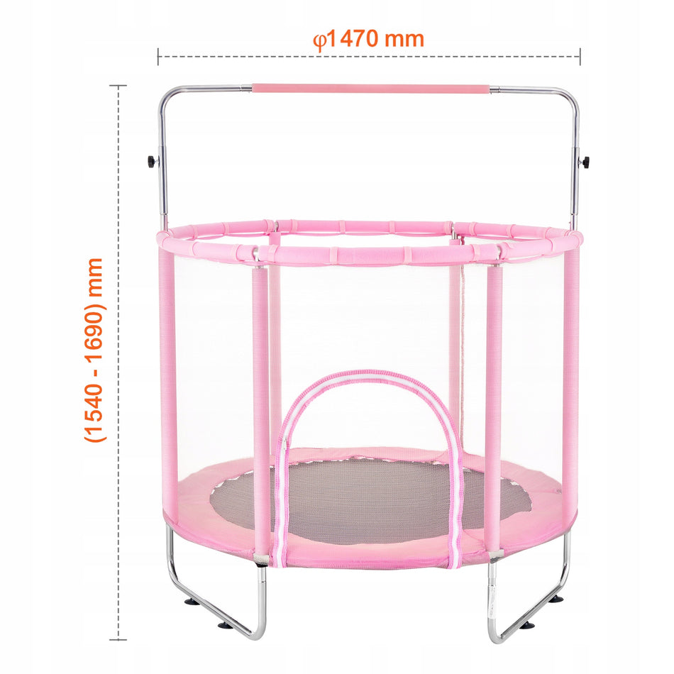 VEVOR 147 CM MINI KIDS TRAMPOLINE WITH NET AND BASKETBALL HOOP ADJUSTABLE