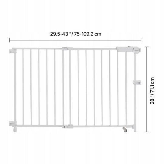VEVOR BABY GATE STAIR GATE ADJUSTABLE 75-109 CM WHITE STRONG THRESHOLD-FREE
