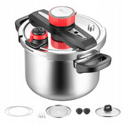 VEVOR 6L Stainless Steel Pressure Cooker with Steamer Basket and Glass Lid