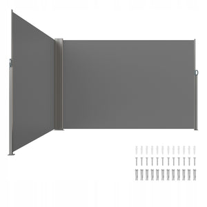 VEVOR SIDE AWNING 200X600 CM GREY 180G POLYESTER STRONG IRON FRAME