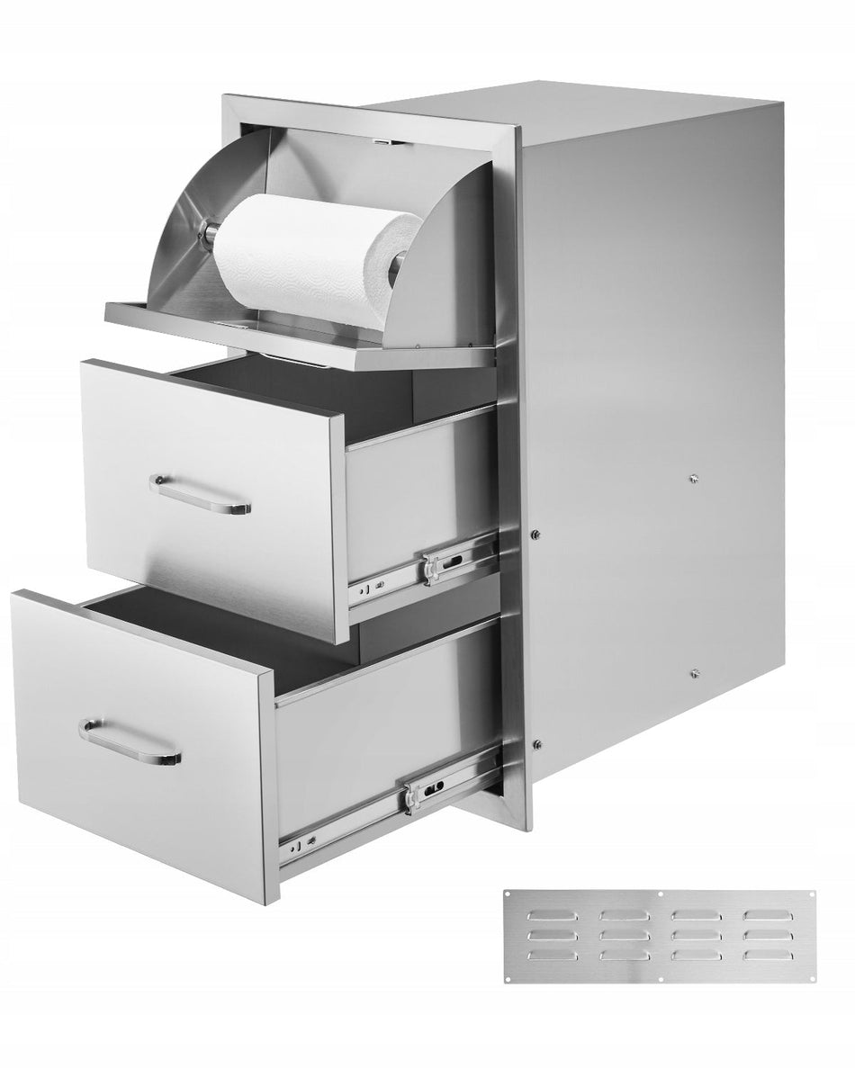 VEVOR OUTDOOR KITCHEN DRAWERS TRIPLE ACCESS PREMIUM STAINLESS STEEL