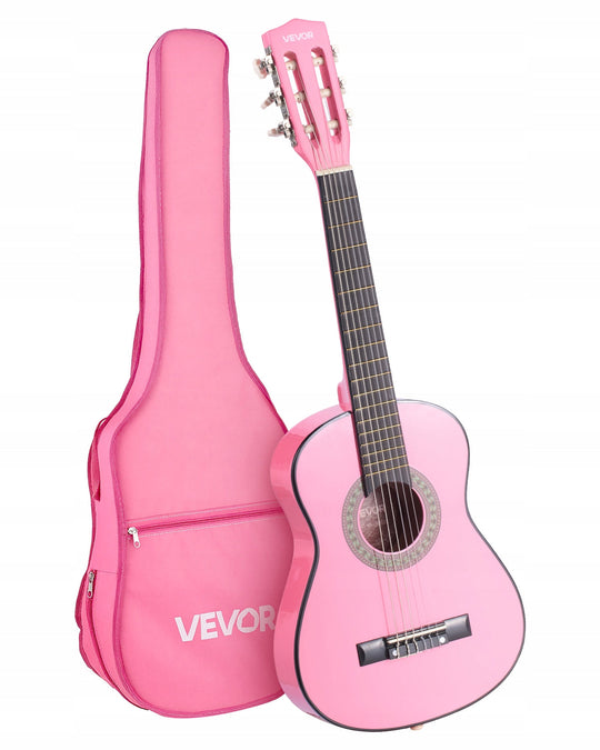 VEVOR 780 MM CLASSICAL GUITAR STARTER PACK PINK NYLON