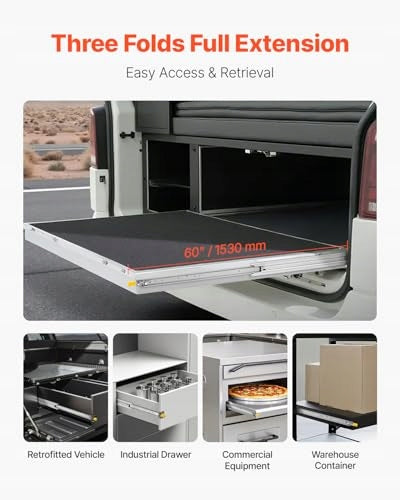 VEVOR DRAWER SLIDES FULL EXTENSION LOCKING 60 INCH HEAVY DUTY 250LBS