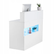 PROFESSIONAL VEVOR RECEPTION DESK RECTANGULAR WHITE WITH LED DRAWERS