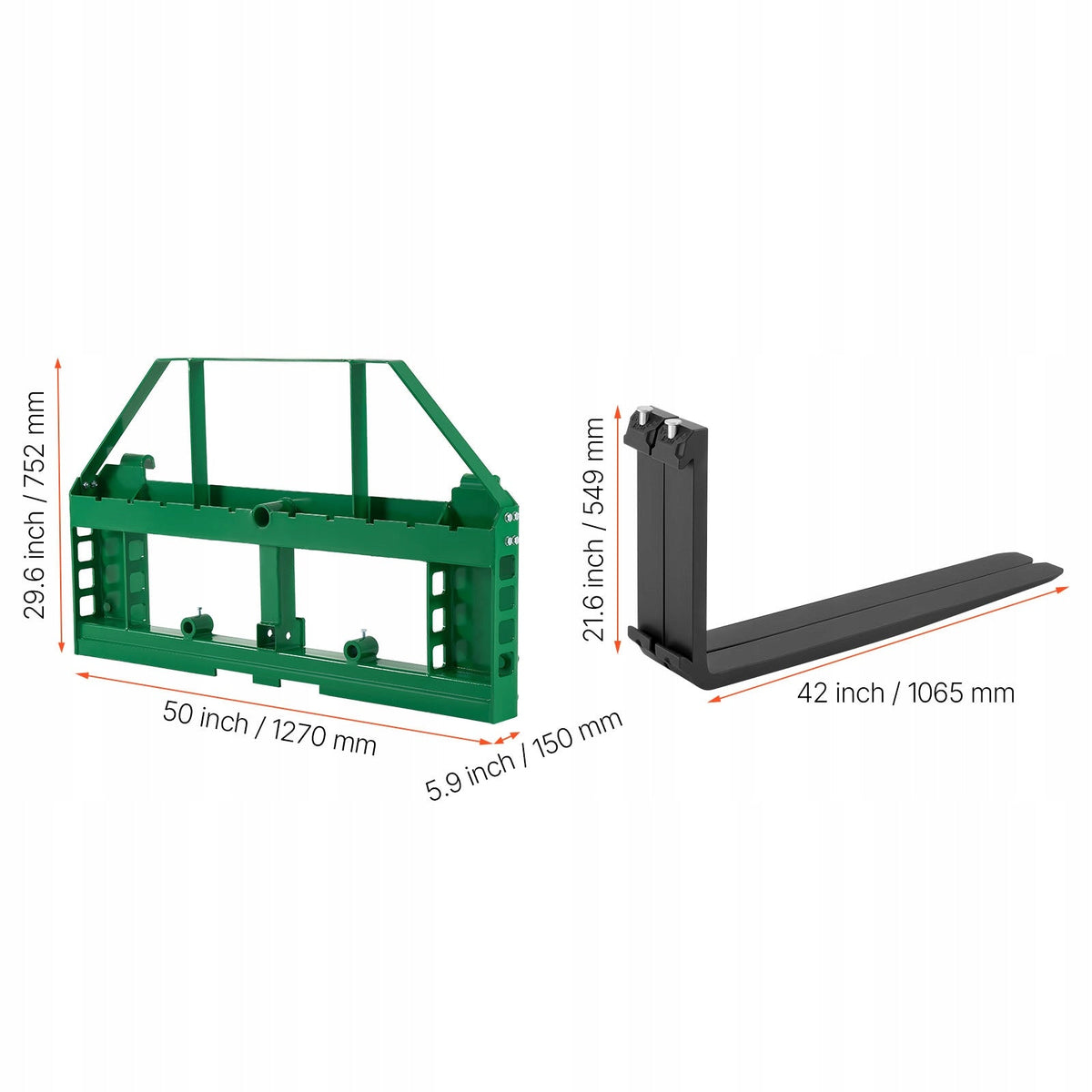 VEVOR QUICK ATTACH FOR PALLET FORKS 1814 KG ADJUSTABLE JOHN DEERE